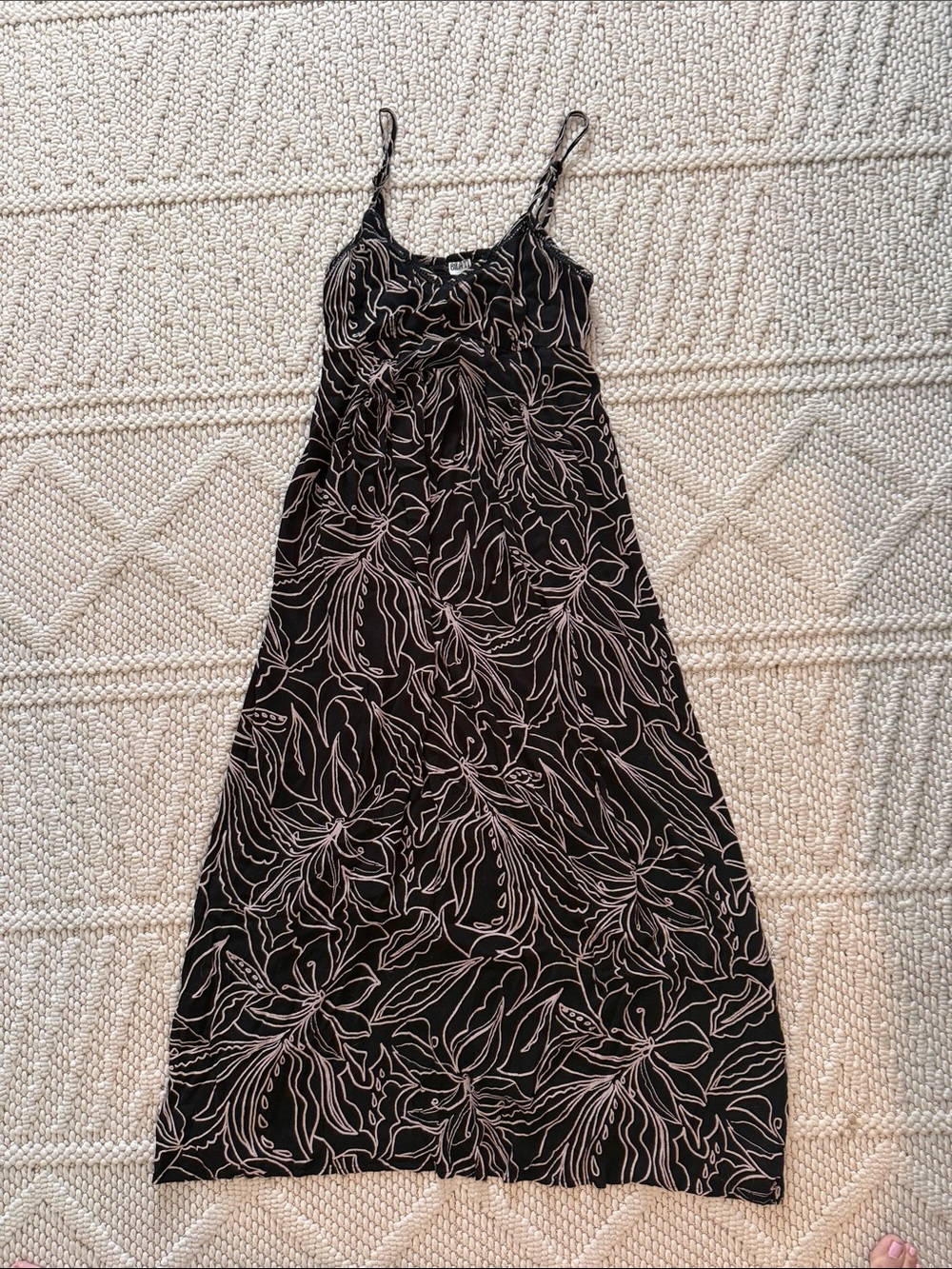 Billabong Black Maxi Dress with White Floral Print